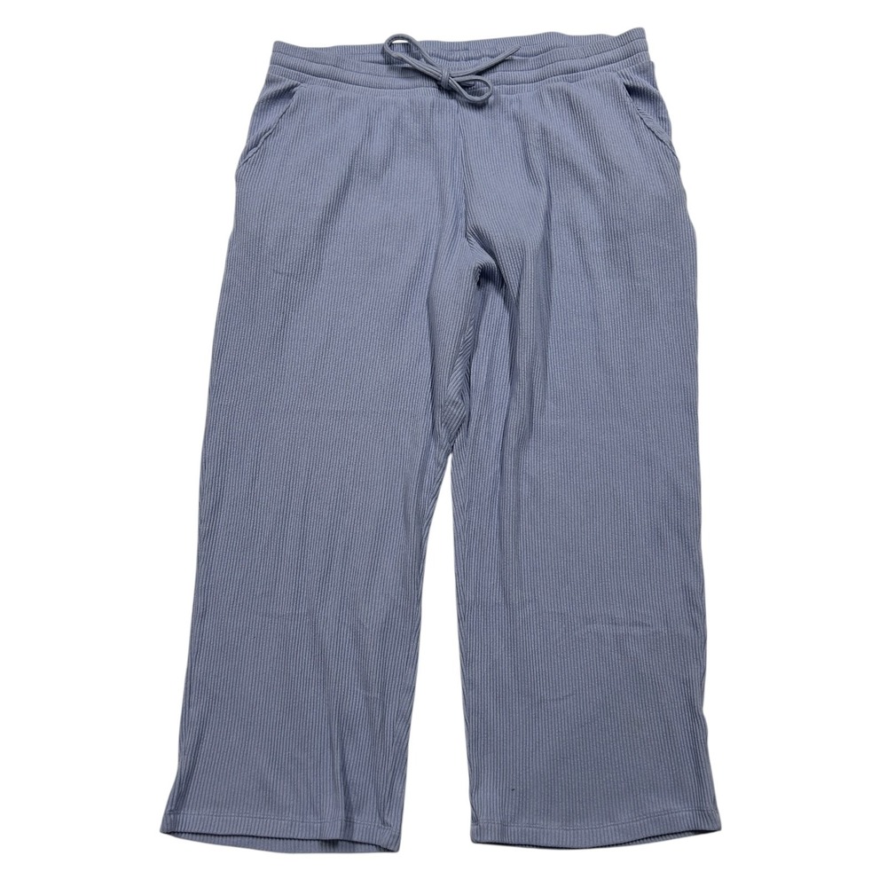 Lands End‎ 2X Sweatpants Women's 20W-22W Blue Ribbed Comfy Loungewear Pajamas